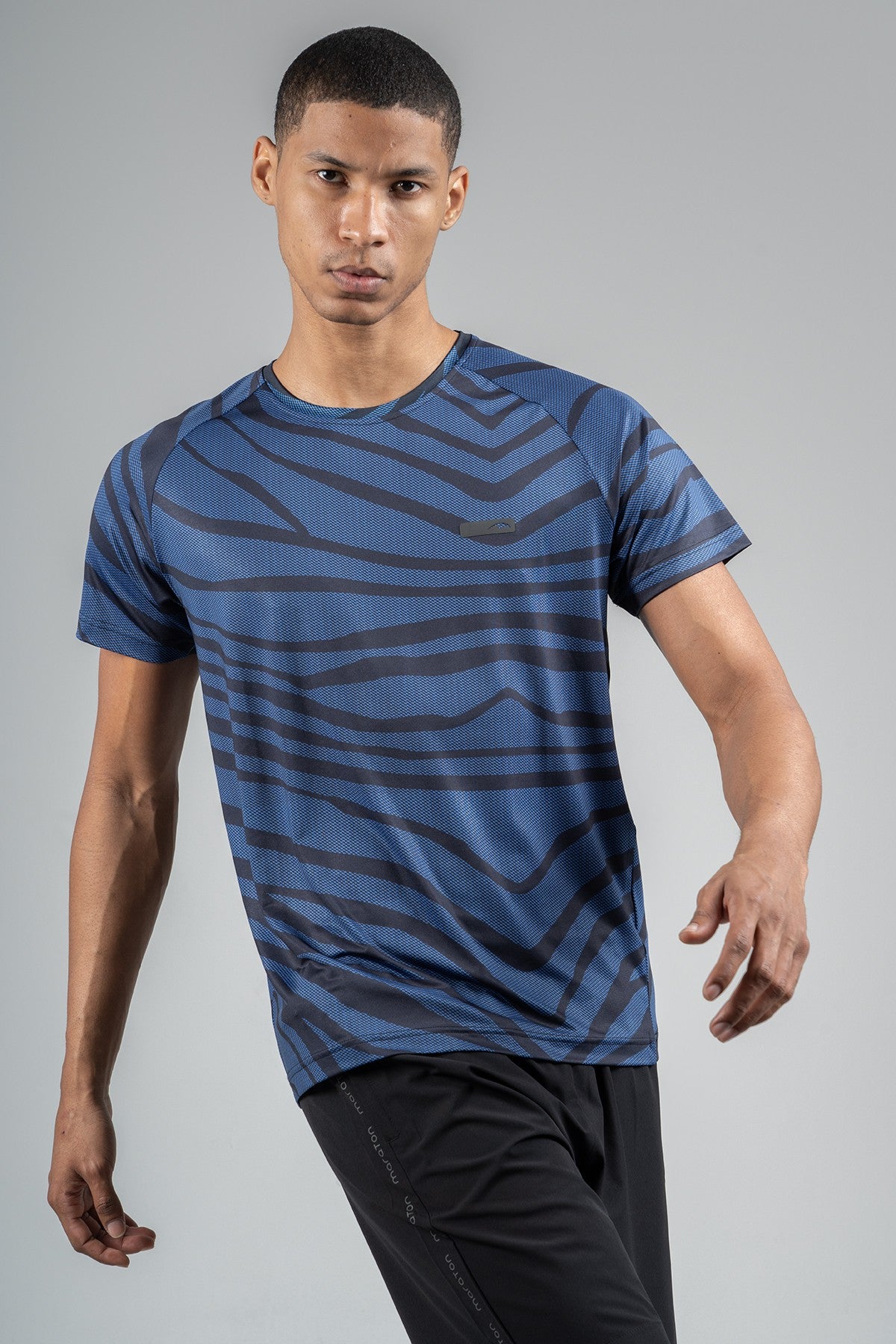 Regular Erkek Bisiklet Yaka Saks Mavi T-shirt