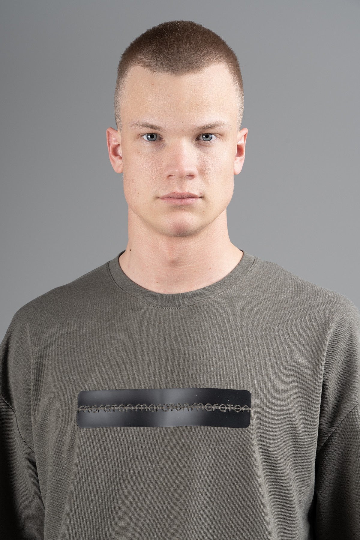Oversize Erkek Bisiklet Yaka Haki T-shirt