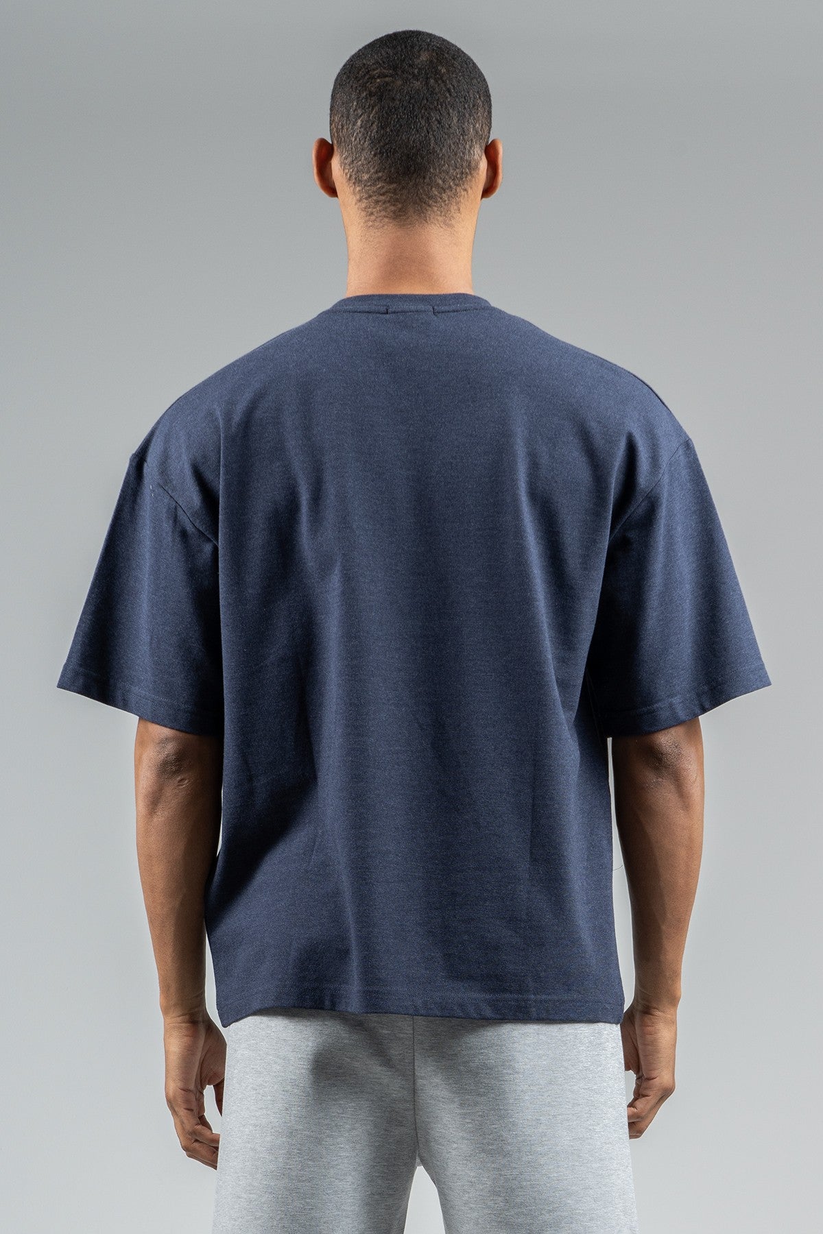 Oversize Erkek Bisiklet Yaka Lacivert T-shirt