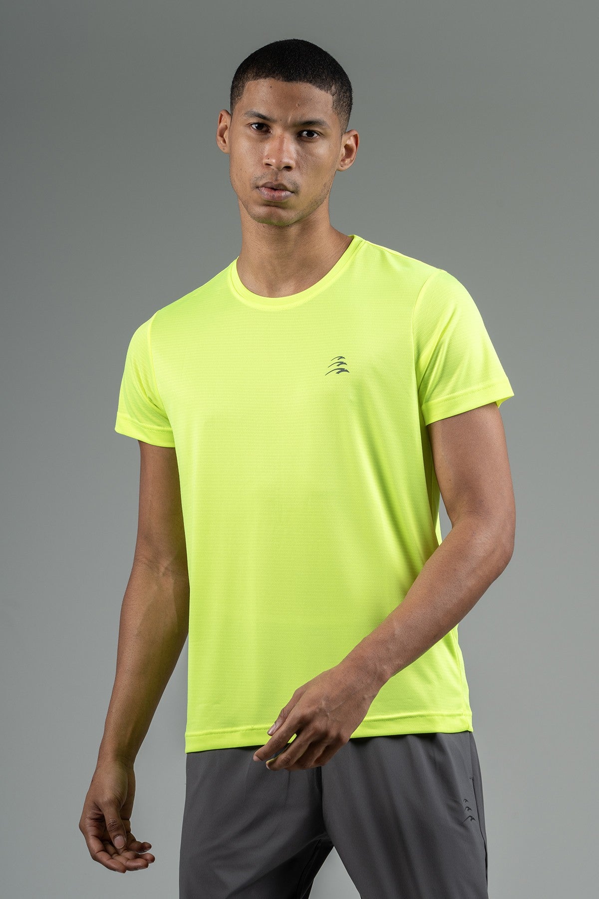 Regular Erkek Bisiklet Yaka Neon Sarı T-shirt