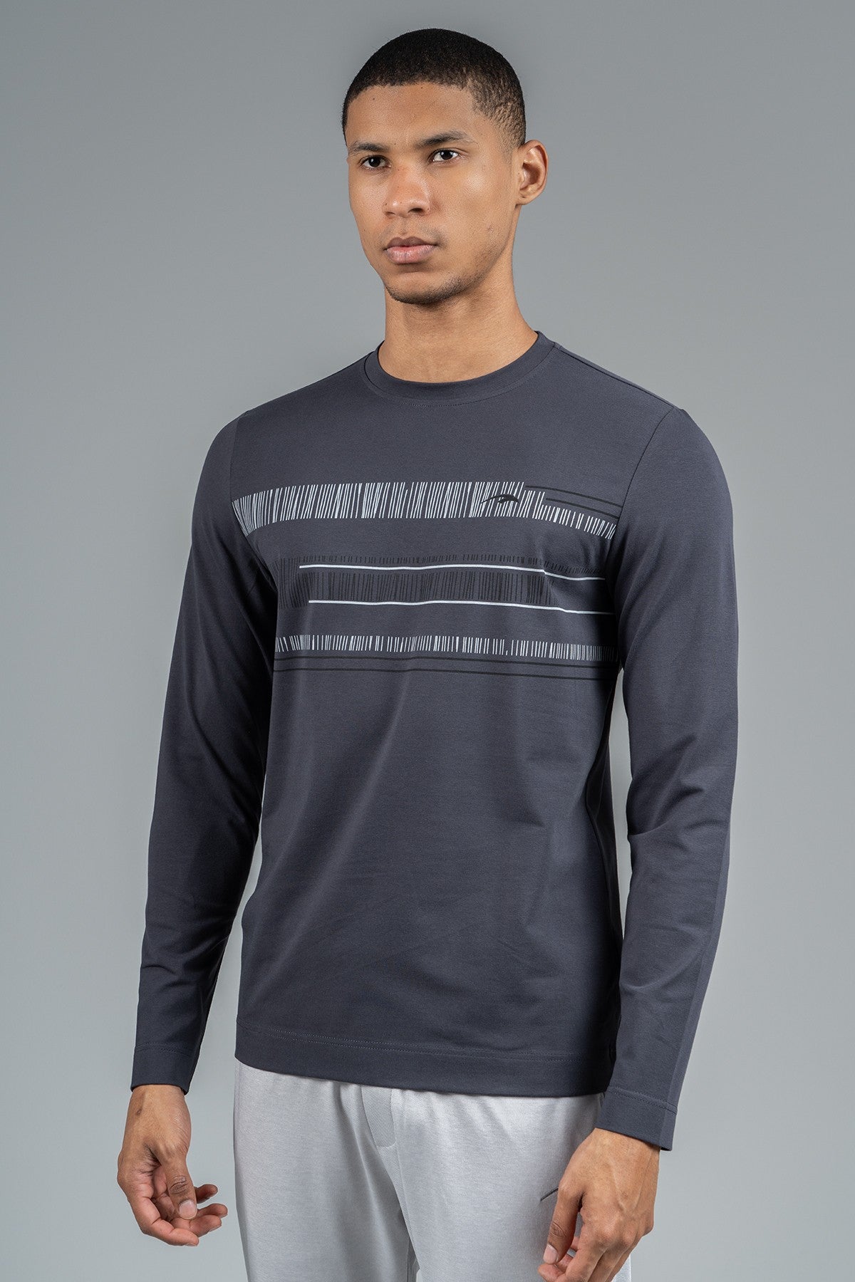 Regular Erkek Bisiklet Yaka Antrasit Sweatshirt