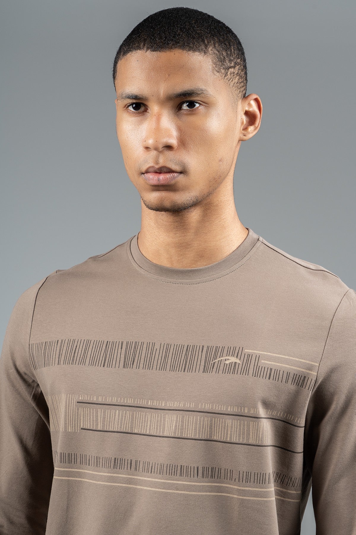 Regular Erkek Bisiklet Yaka Kahverengi Sweatshirt
