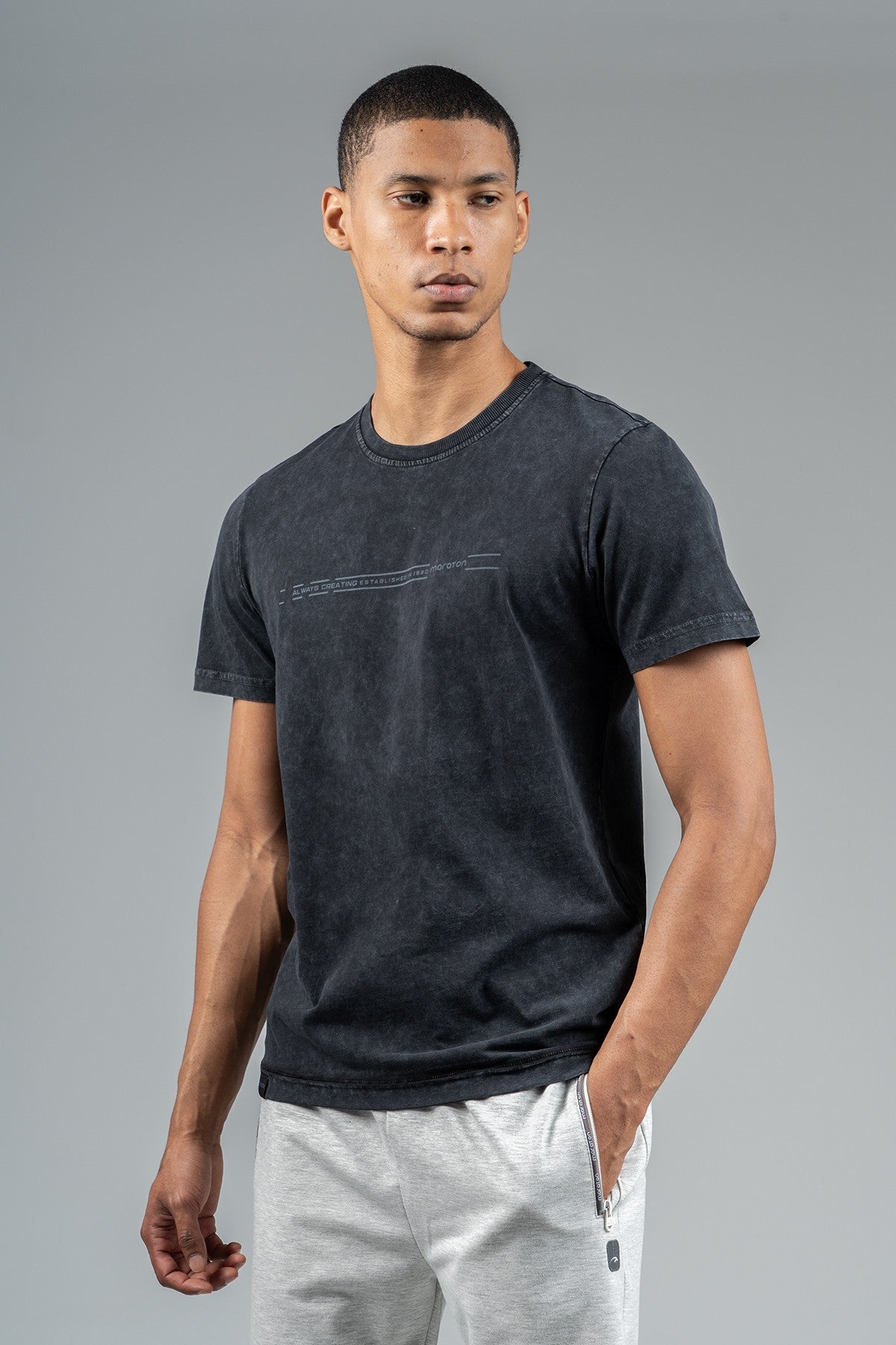 Comfort Erkek Bisiklet Yaka Siyah T-shirt