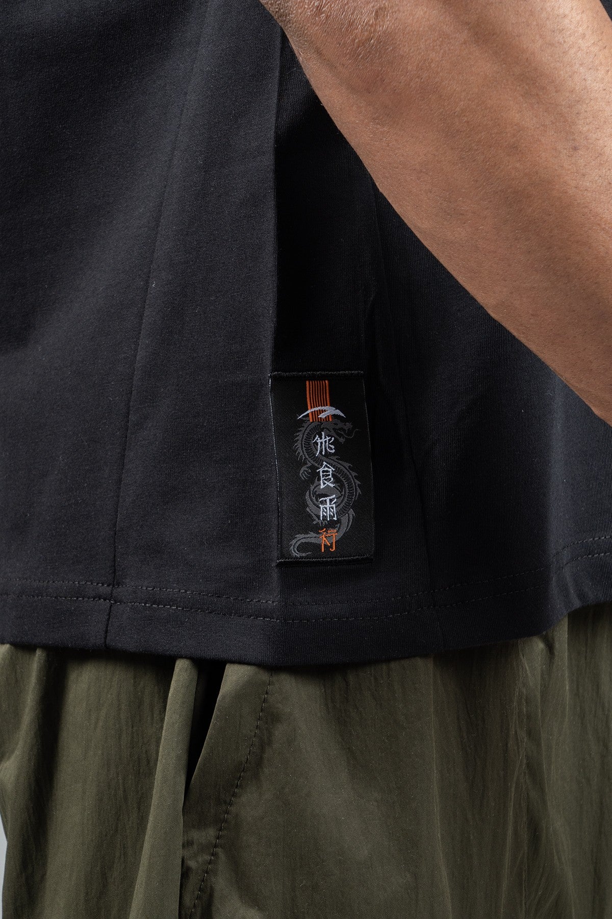 Oversize Erkek Bisiklet Yaka Siyah T-shirt