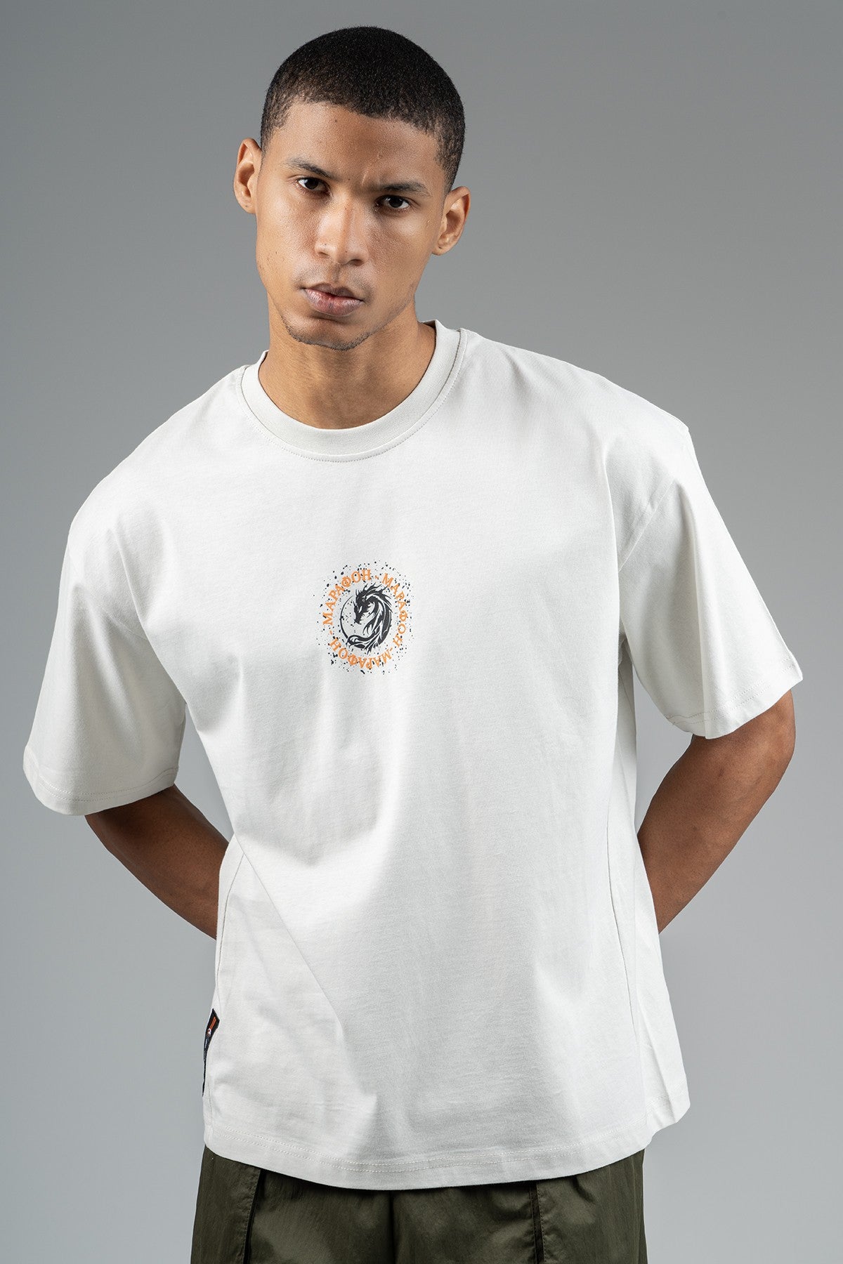Oversize Erkek Bisiklet Yaka Gri T-shirt