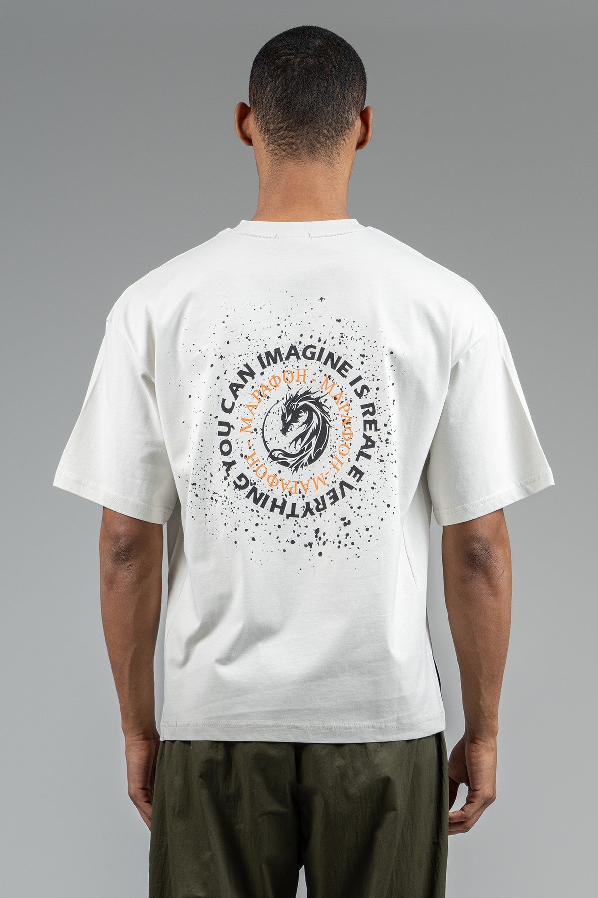 Oversize Erkek Bisiklet Yaka Gri T-shirt