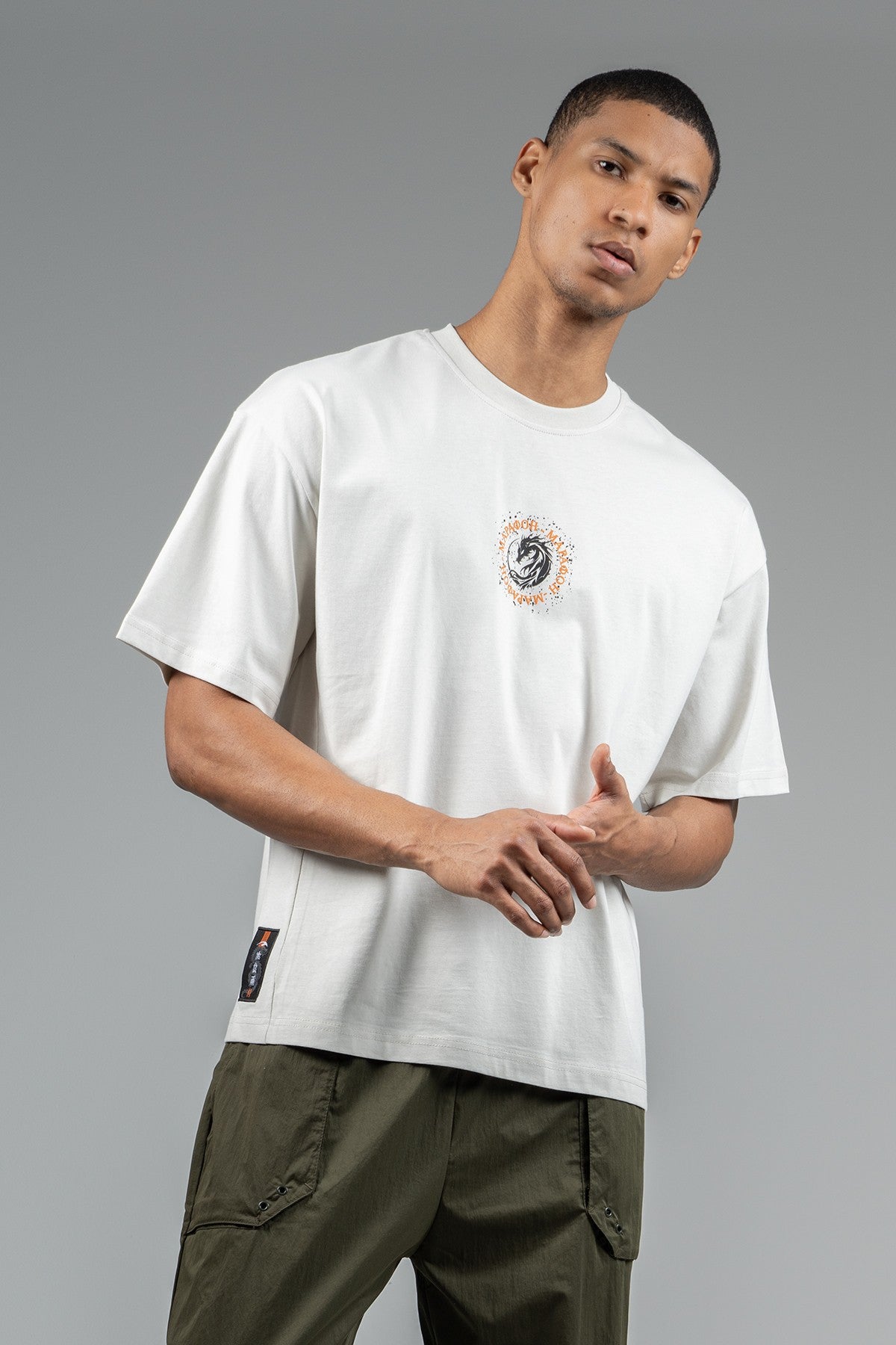 Oversize Erkek Bisiklet Yaka Gri T-shirt