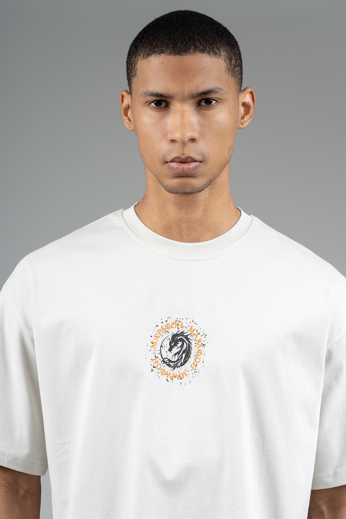 Oversize Erkek Bisiklet Yaka Gri T-shirt