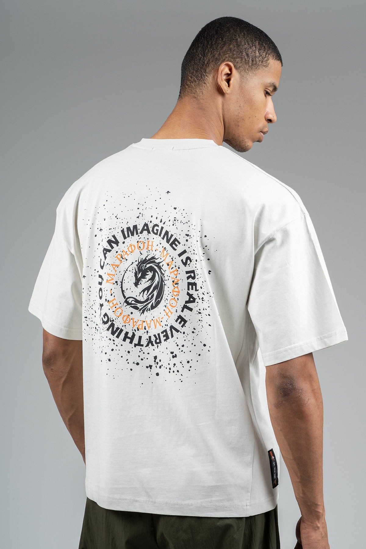 Oversize Erkek Bisiklet Yaka Gri T-shirt