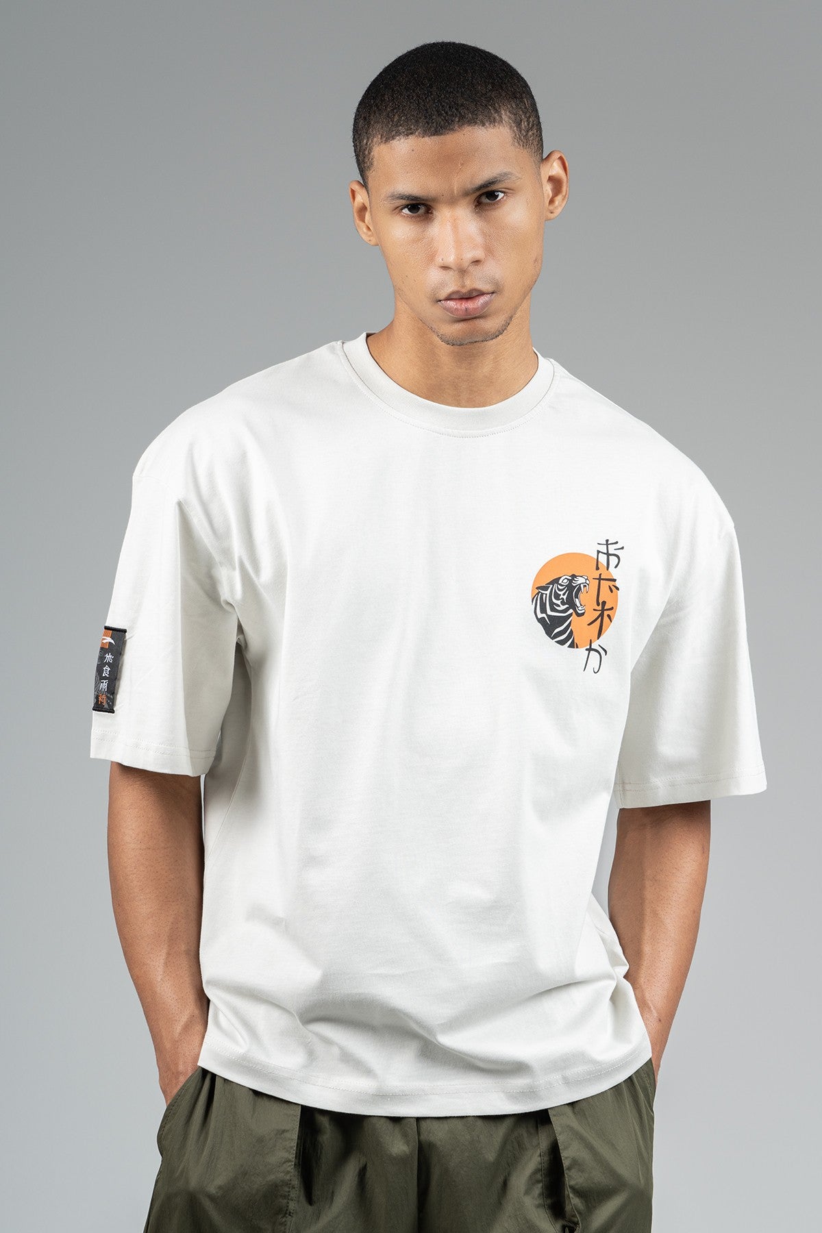 Oversize Erkek Bisiklet Yaka Gri T-shirt