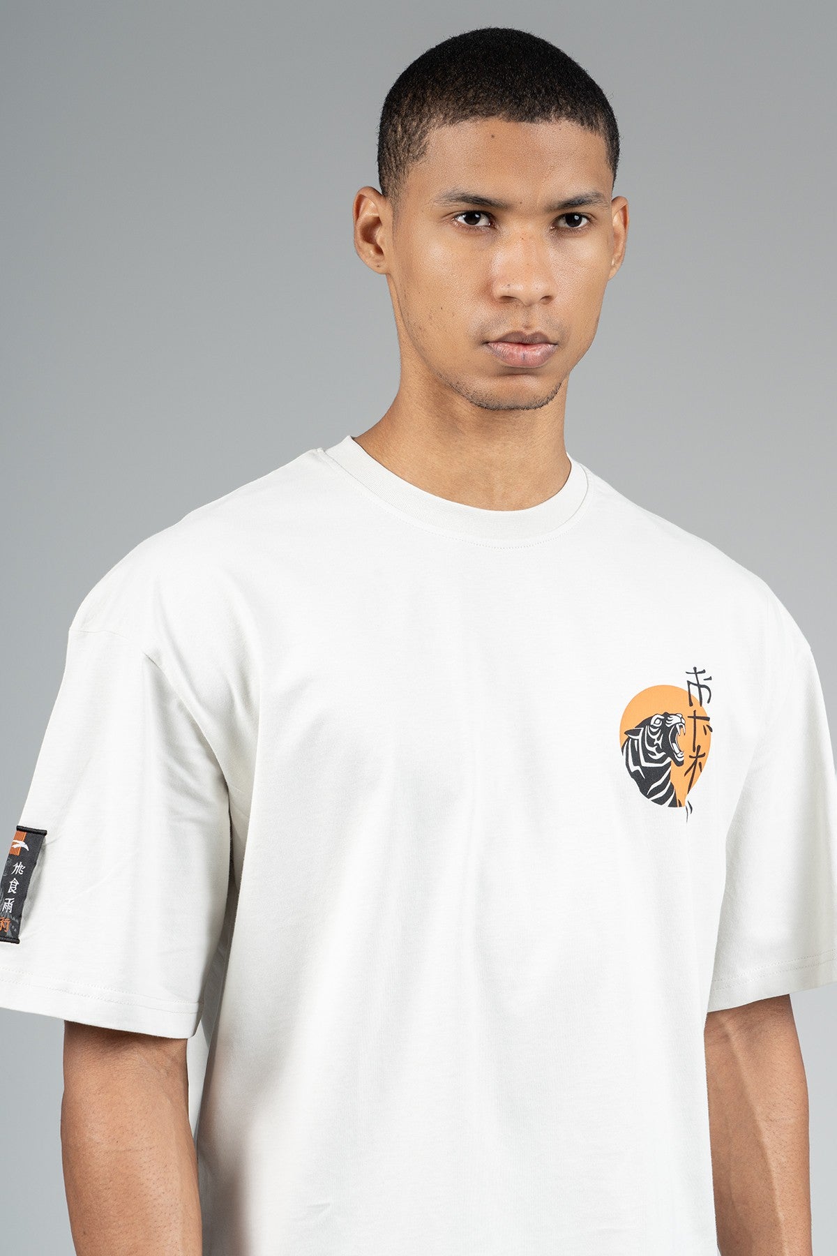 Oversize Erkek Bisiklet Yaka Gri T-shirt