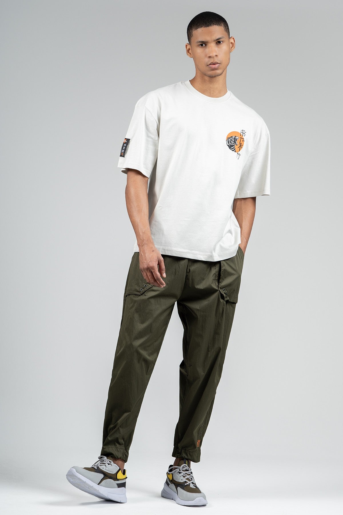 Oversize Erkek Bisiklet Yaka Gri T-shirt