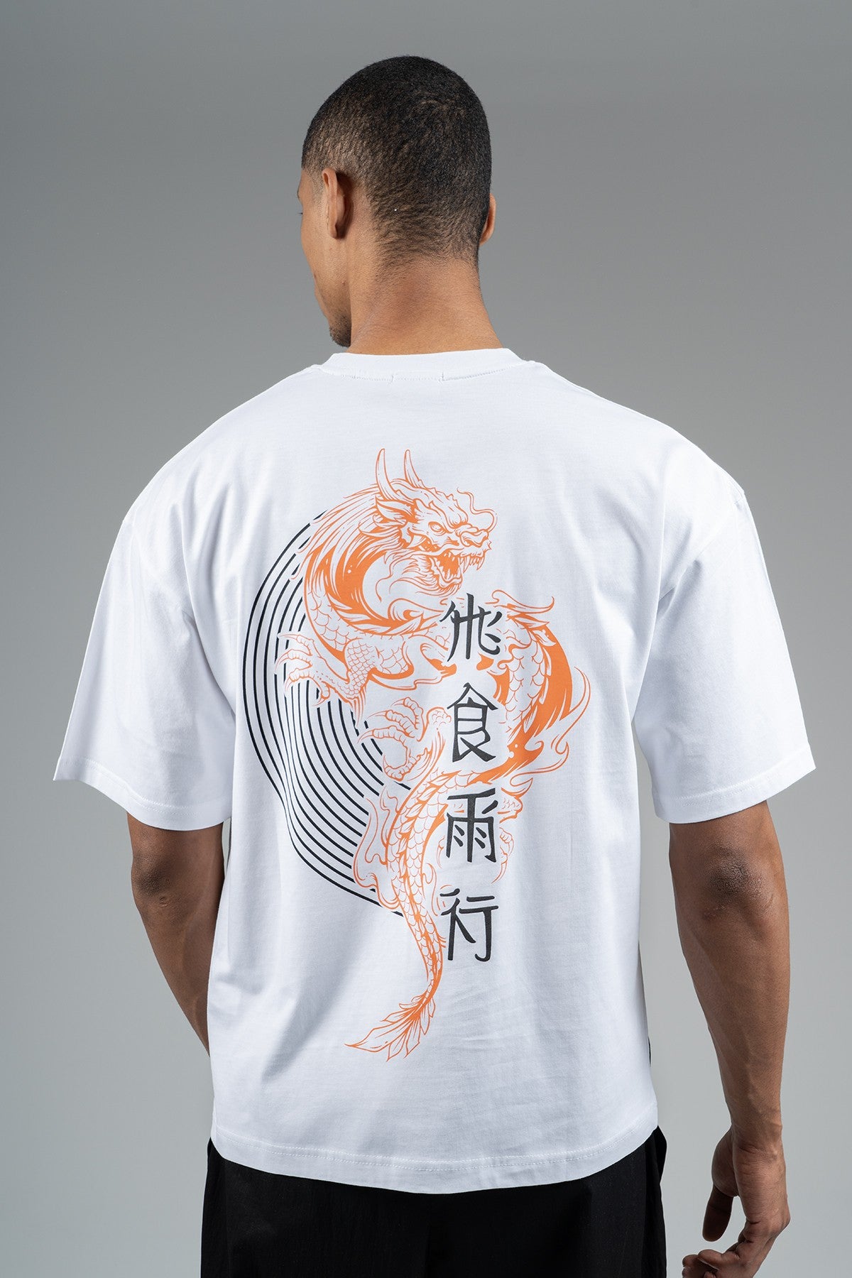 Oversize Erkek Bisiklet Yaka Beyaz T-shirt