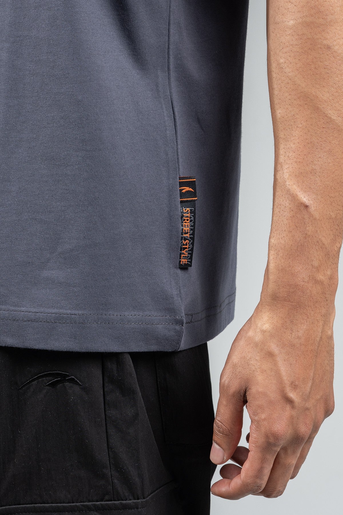 Oversize Erkek Bisiklet Yaka Antrasit T-shirt