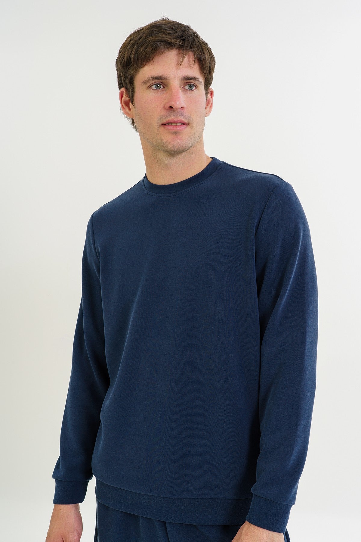 Comfort Erkek Bisiklet Yaka Lacivert Sweatshirt