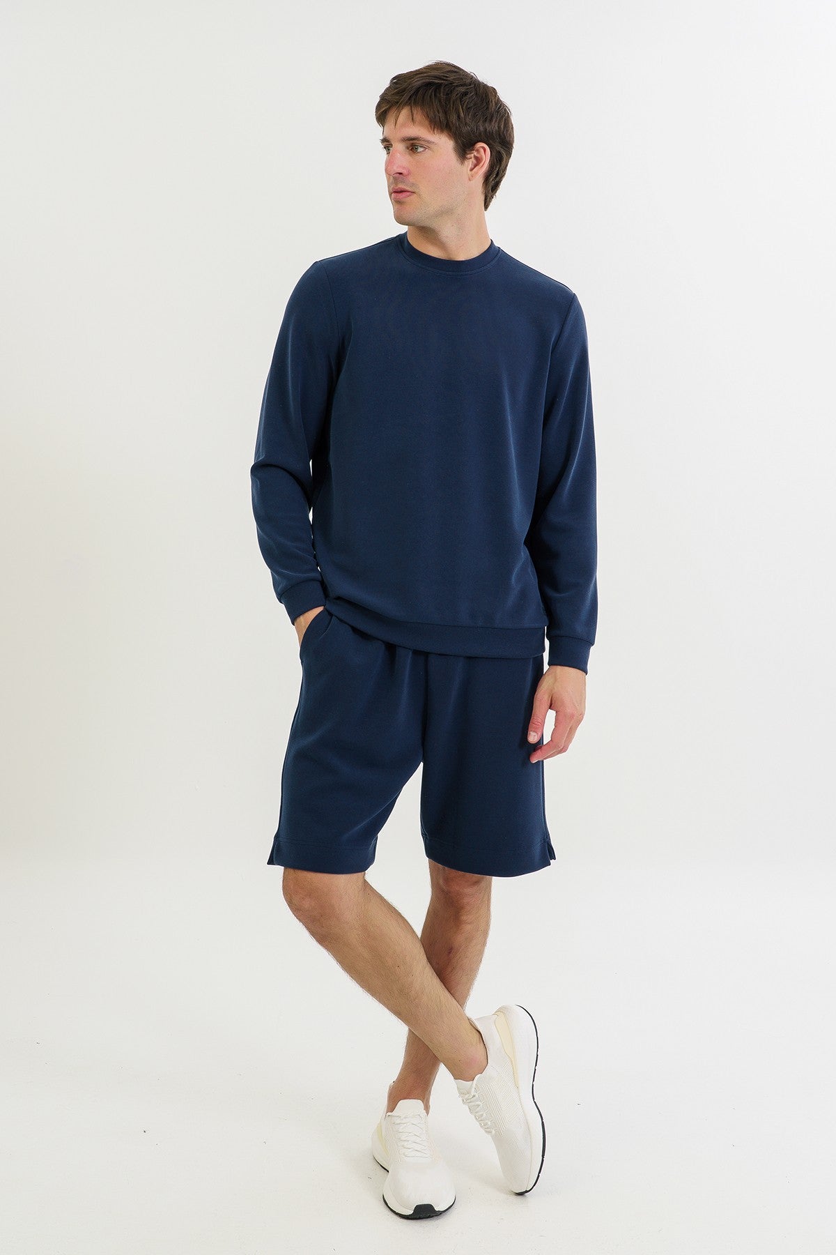 Comfort Erkek Bisiklet Yaka Lacivert Sweatshirt