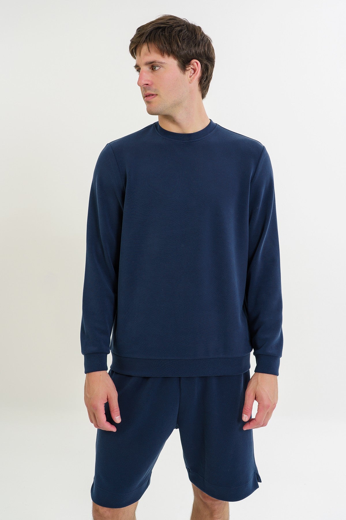 Comfort Erkek Bisiklet Yaka Lacivert Sweatshirt