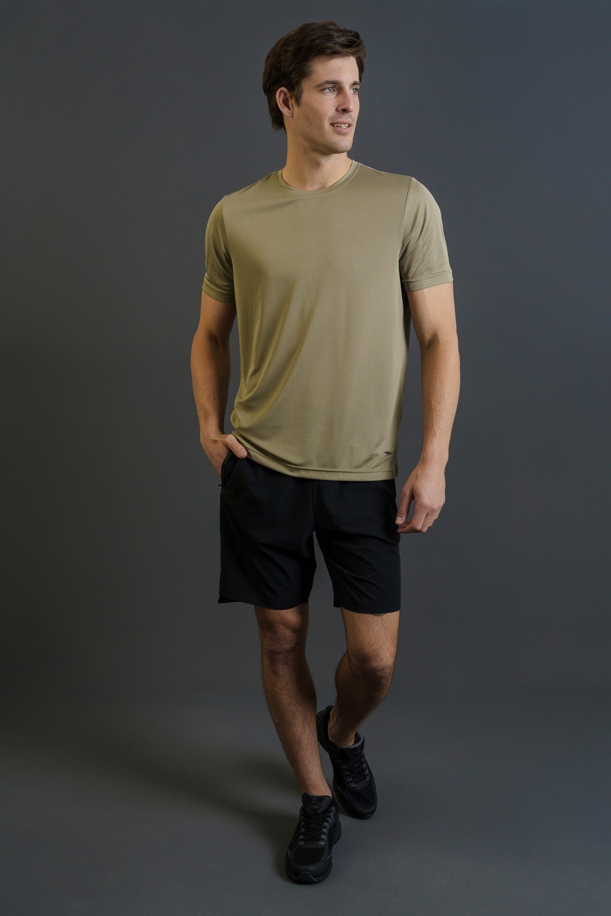 Regular Erkek Bisiklet Yaka Haki T-shirt
