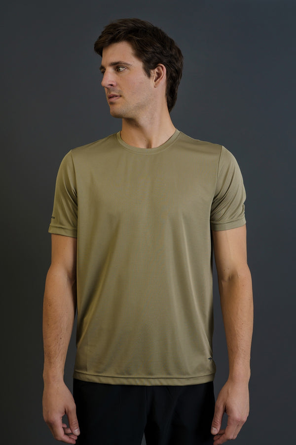Regular Erkek Bisiklet Yaka Haki T-shirt