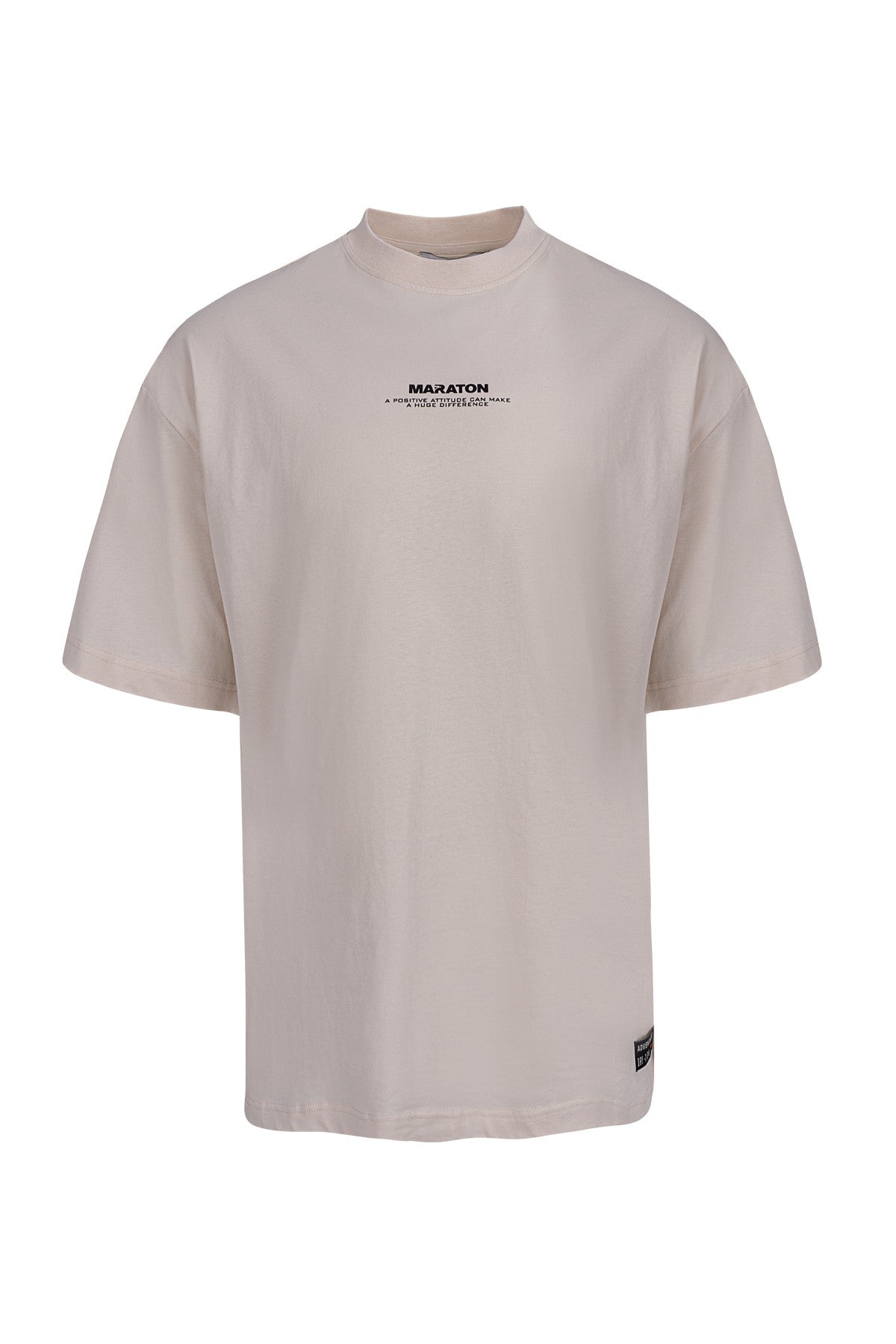 Oversize Erkek Bisiklet Yaka Ekru T-shirt