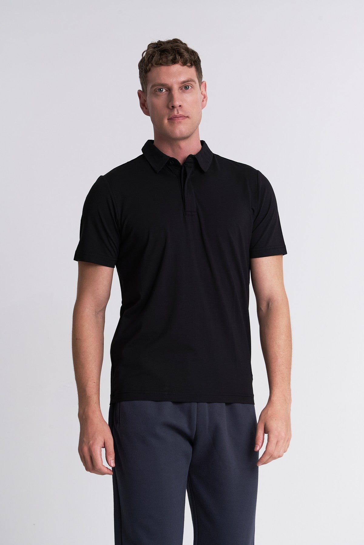 Regular Erkek Polo Yaka Siyah T-shirt