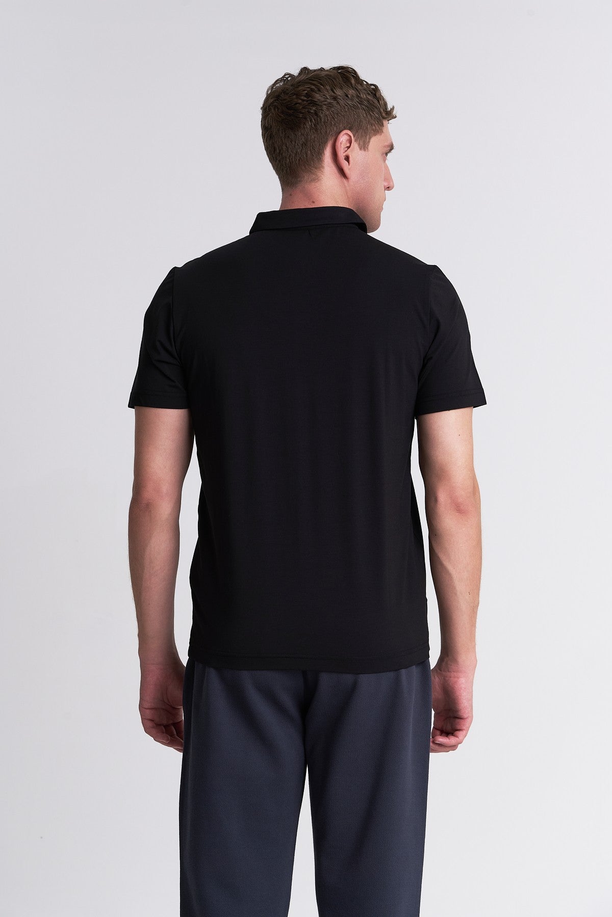 Regular Erkek Polo Yaka Siyah T-shirt