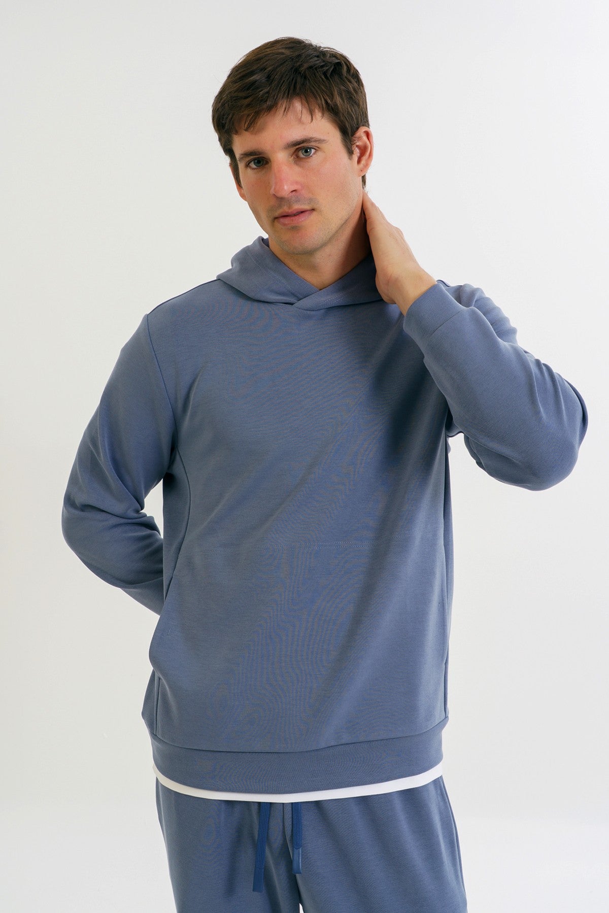 Comfort Erkek Kapüşonlu İndigo Sweatshirt