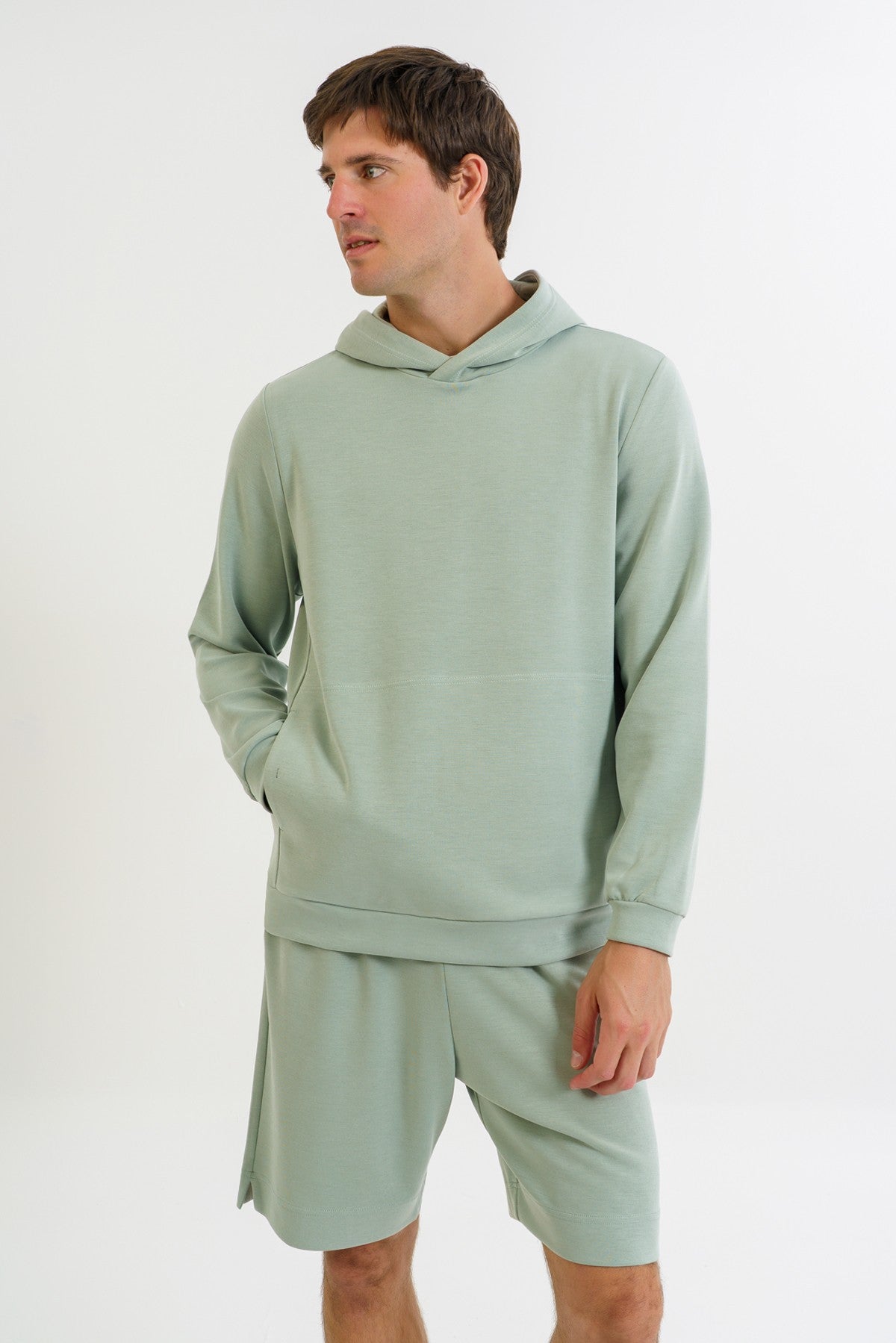 Comfort Erkek Kapüşonlu Açık Yeşil Sweatshirt