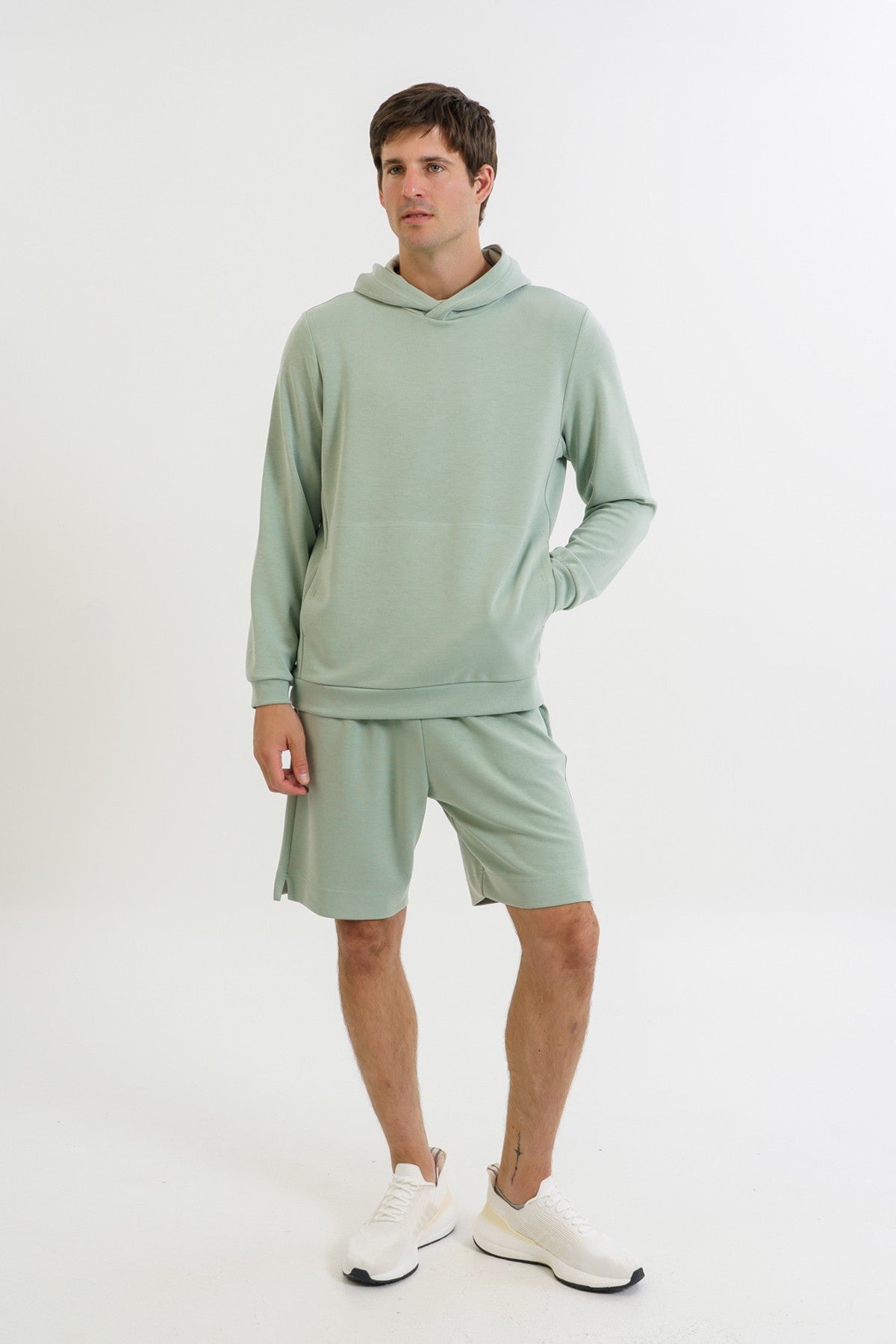Comfort Erkek Kapüşonlu Açık Yeşil Sweatshirt