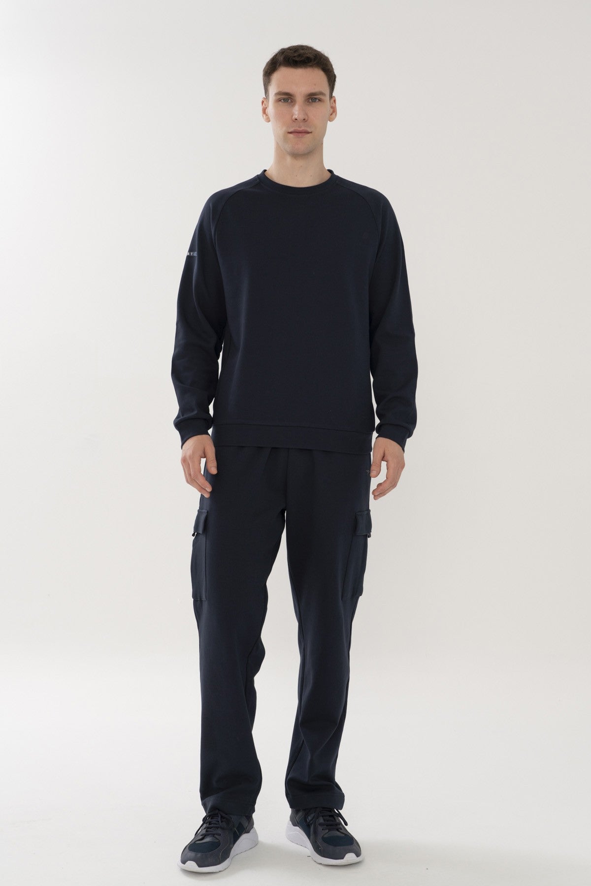 Regular Erkek Bisiklet Yaka Lacivert Sweatshirt
