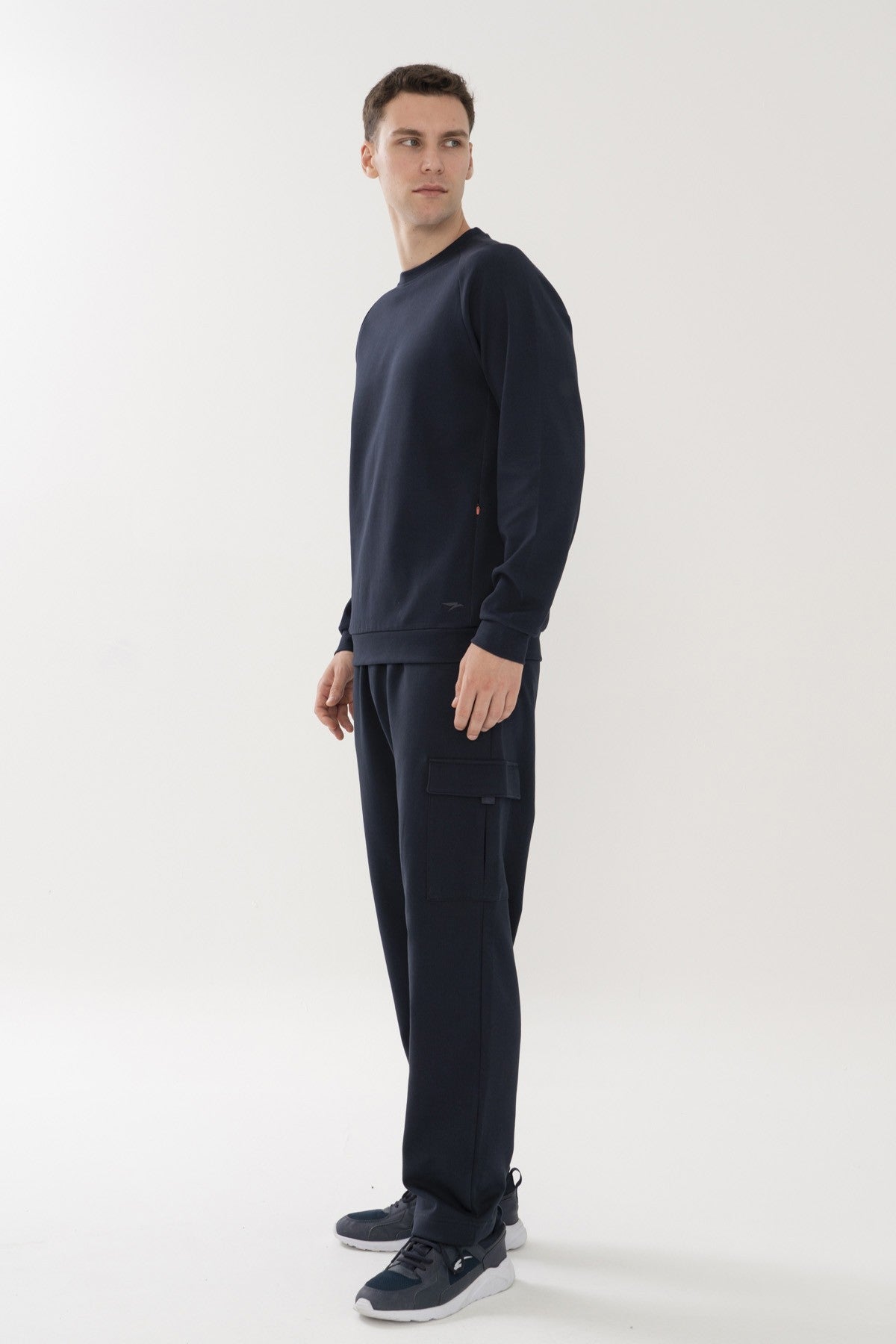 Regular Erkek Bisiklet Yaka Lacivert Sweatshirt
