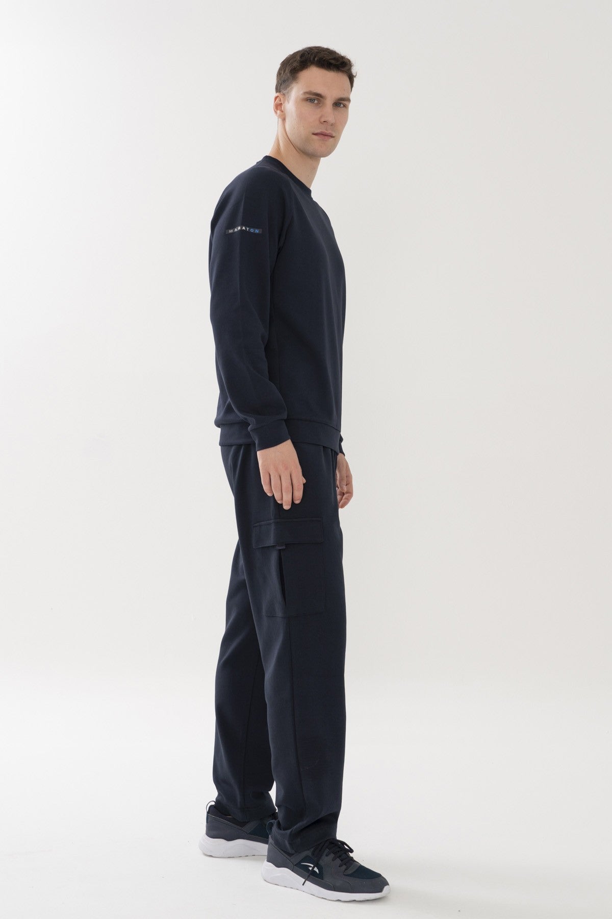 Regular Erkek Bisiklet Yaka Lacivert Sweatshirt