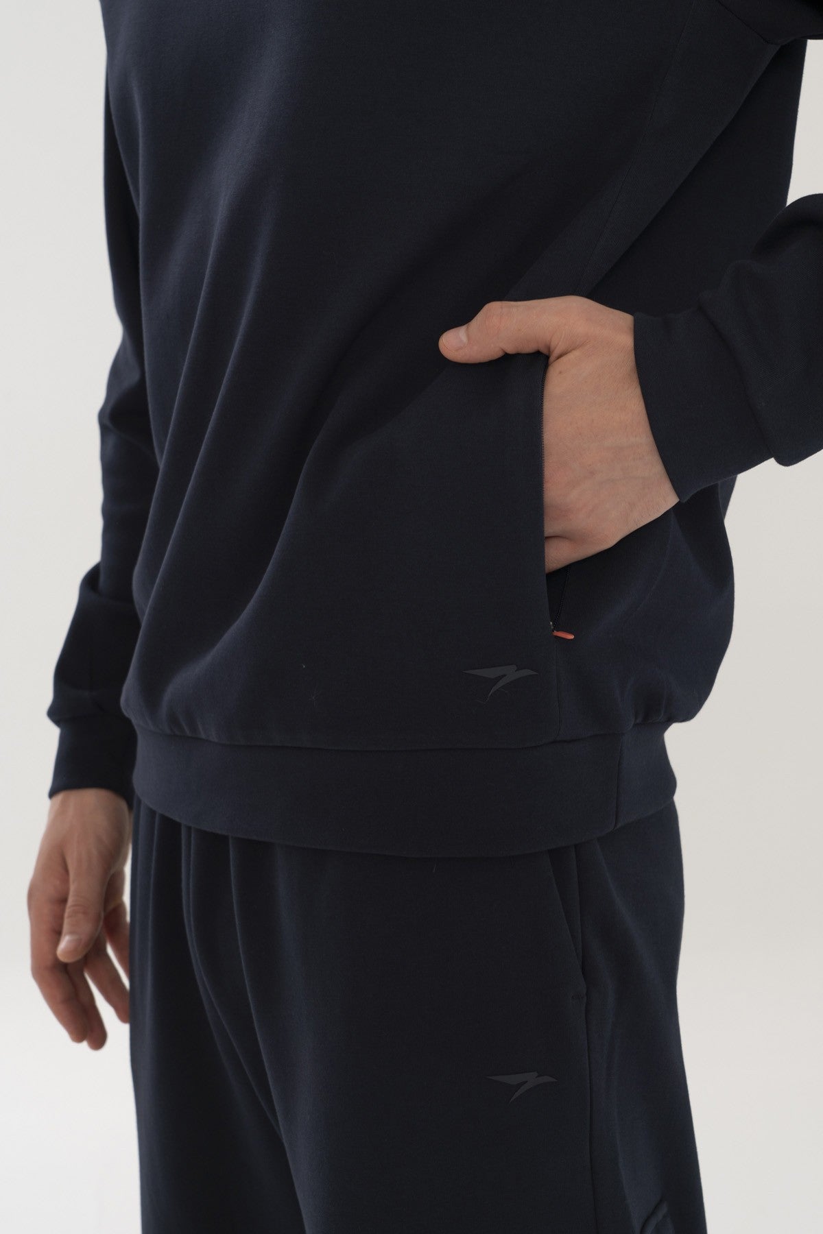 Regular Erkek Bisiklet Yaka Lacivert Sweatshirt