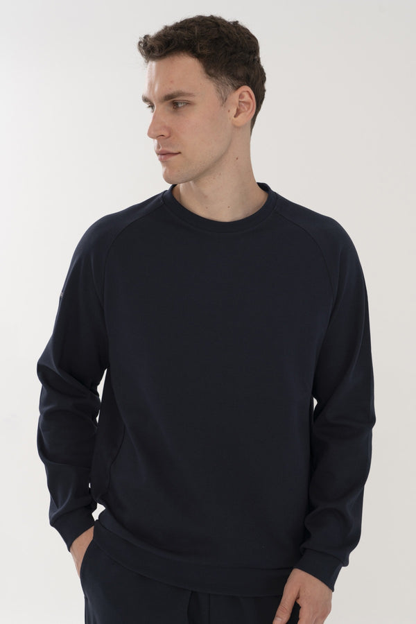 Regular Erkek Bisiklet Yaka Lacivert Sweatshirt
