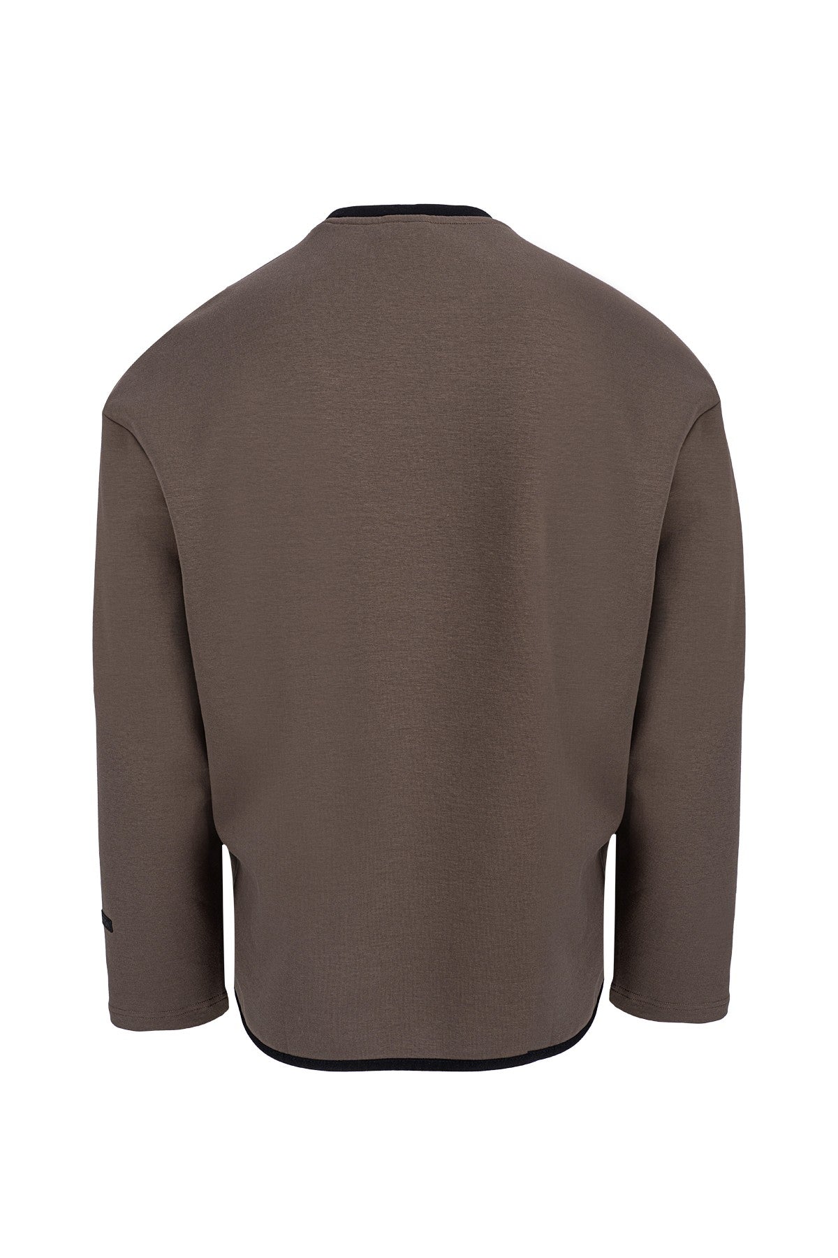 Relax-Fit Erkek Bisiklet Yaka Kahverengi Sweatshirt