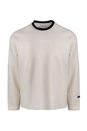 Relax-Fit Erkek Bisiklet Yaka Ekru Sweatshirt