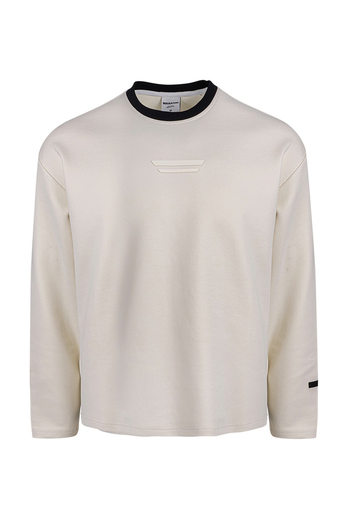 Relax-Fit Erkek Bisiklet Yaka Ekru Sweatshirt