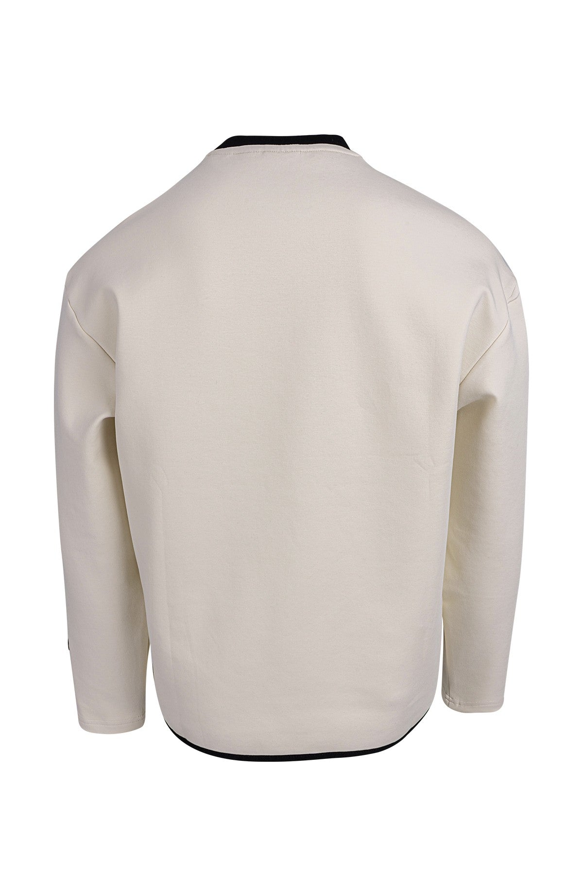 Relax-Fit Erkek Bisiklet Yaka Ekru Sweatshirt