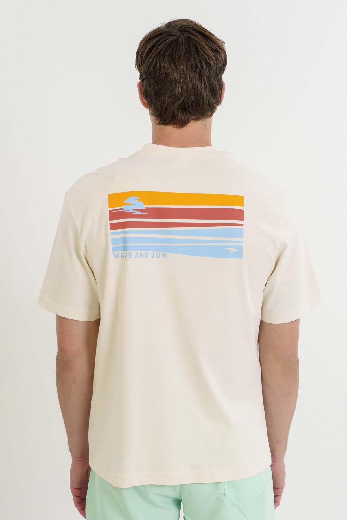 Boxy Erkek Bisiklet Yaka Ekru T-shirt
