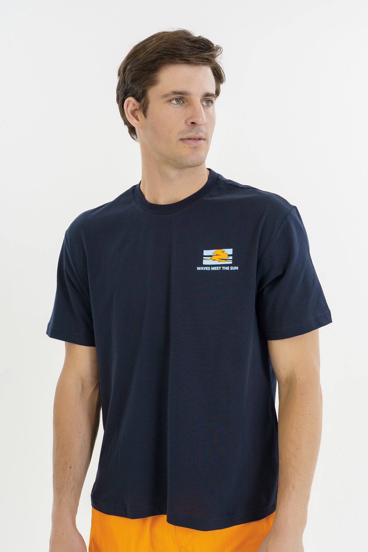 Boxy Erkek Bisiklet Yaka Lacivert T-shirt