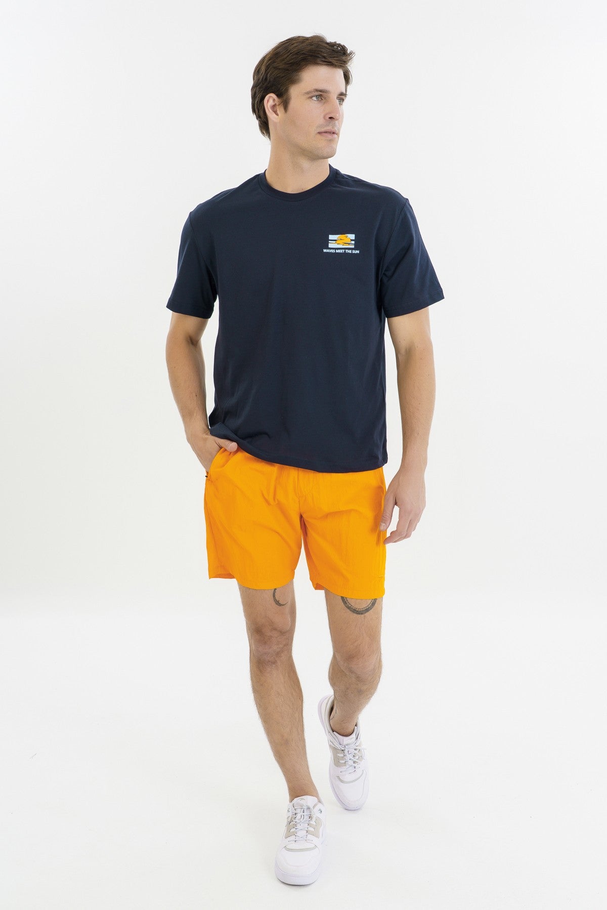 Boxy Erkek Bisiklet Yaka Lacivert T-shirt