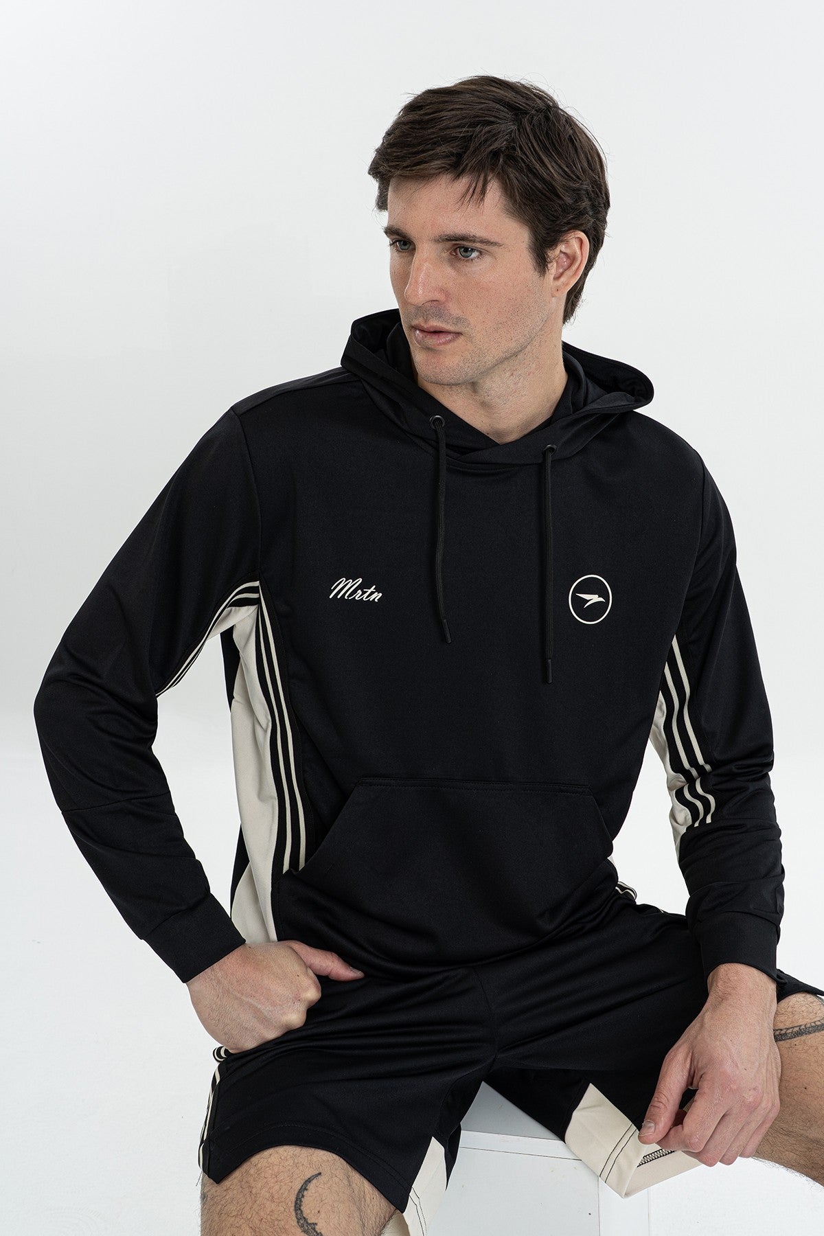 Erkek Kapüşonlu Siyah Sweatshirt