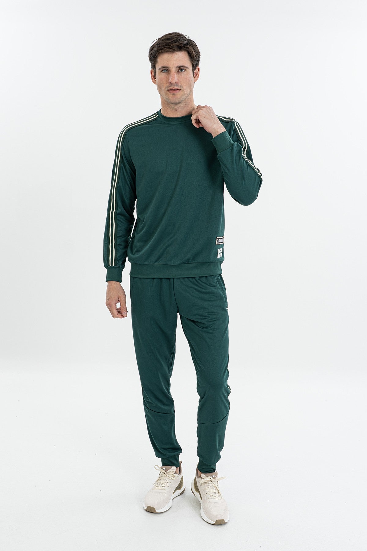 Comfort Erkek Bisiklet Yaka Yeşil Sweatshirt