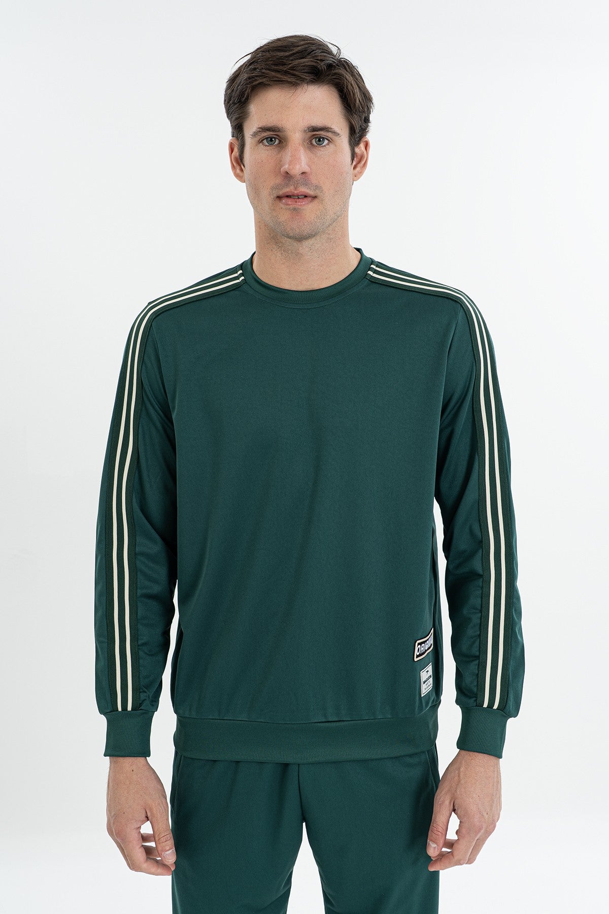 Comfort Erkek Bisiklet Yaka Yeşil Sweatshirt