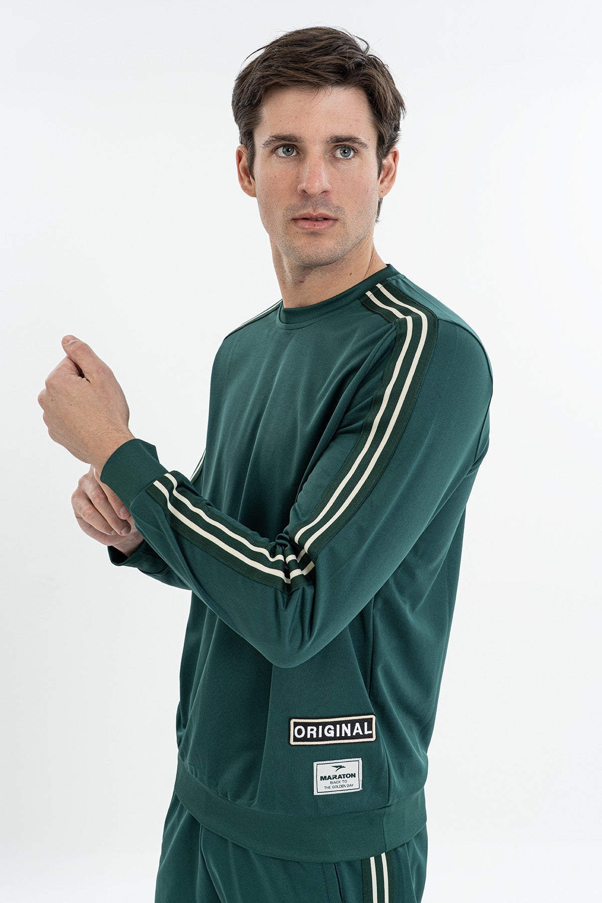 Comfort Erkek Bisiklet Yaka Yeşil Sweatshirt