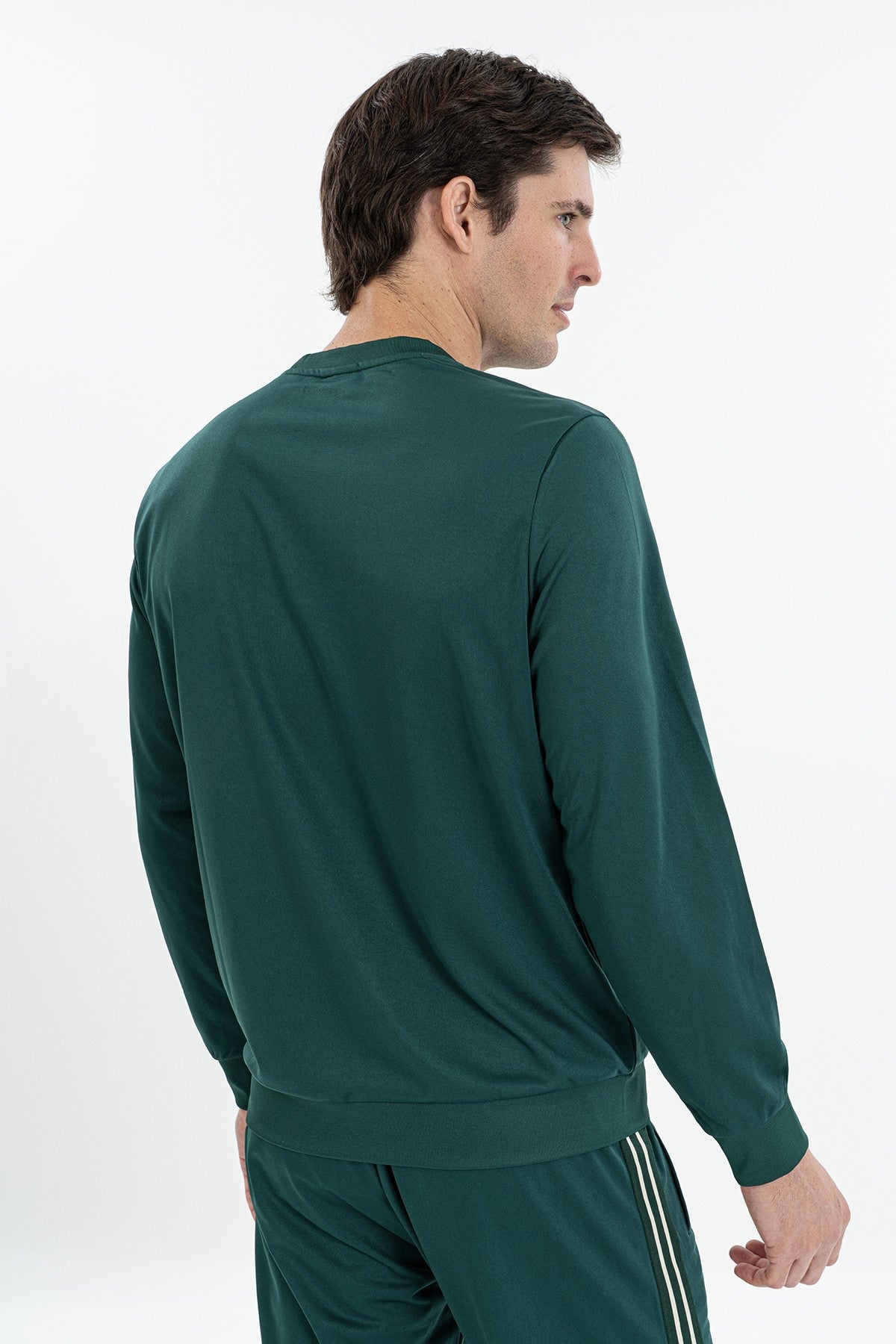 Comfort Erkek Bisiklet Yaka Yeşil Sweatshirt