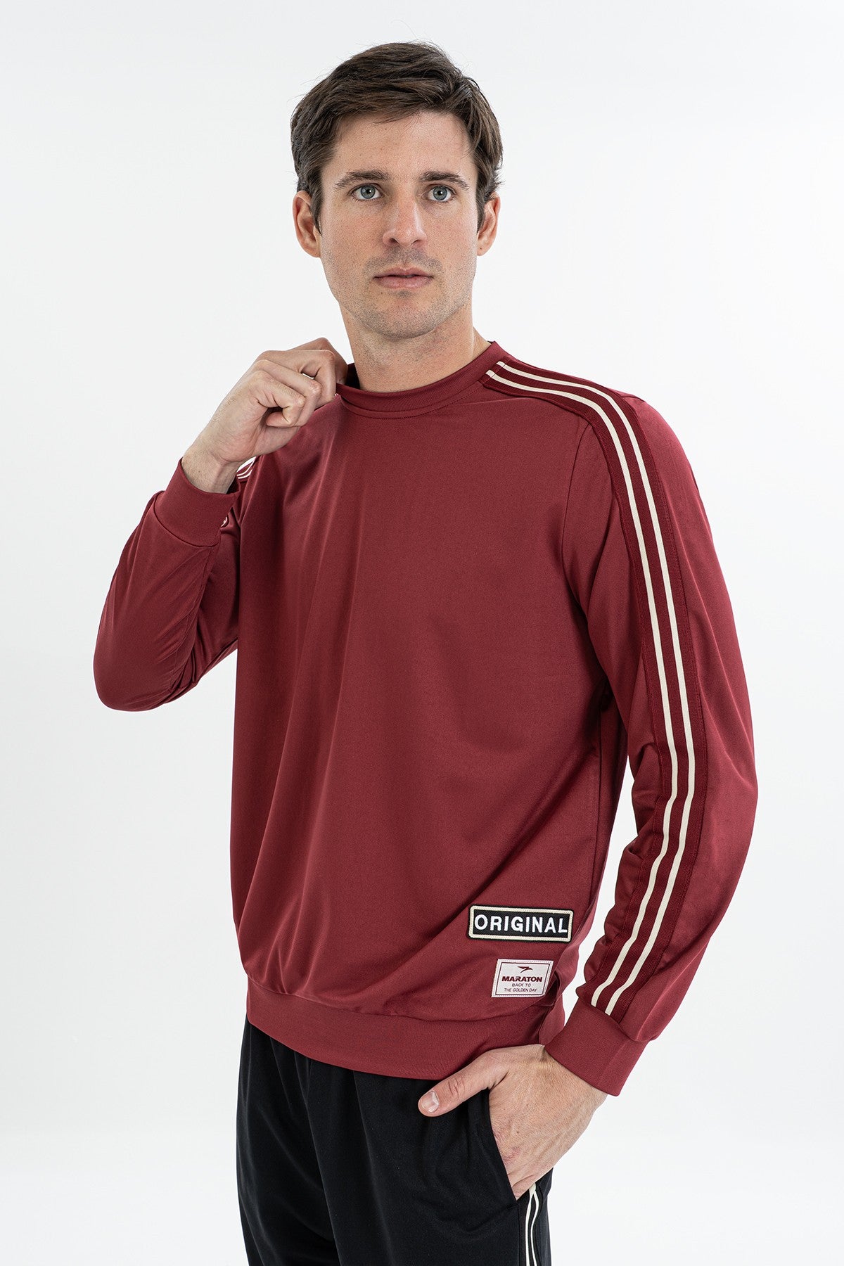 Comfort Erkek Bisiklet Yaka Bordo Sweatshirt