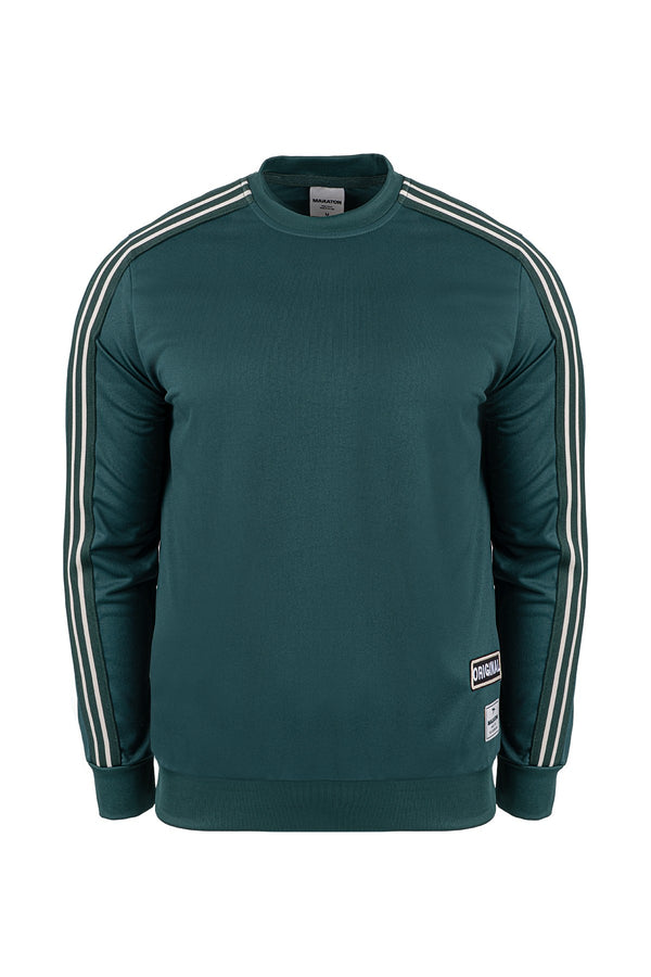 Comfort Erkek Bisiklet Yaka Yeşil Sweatshirt