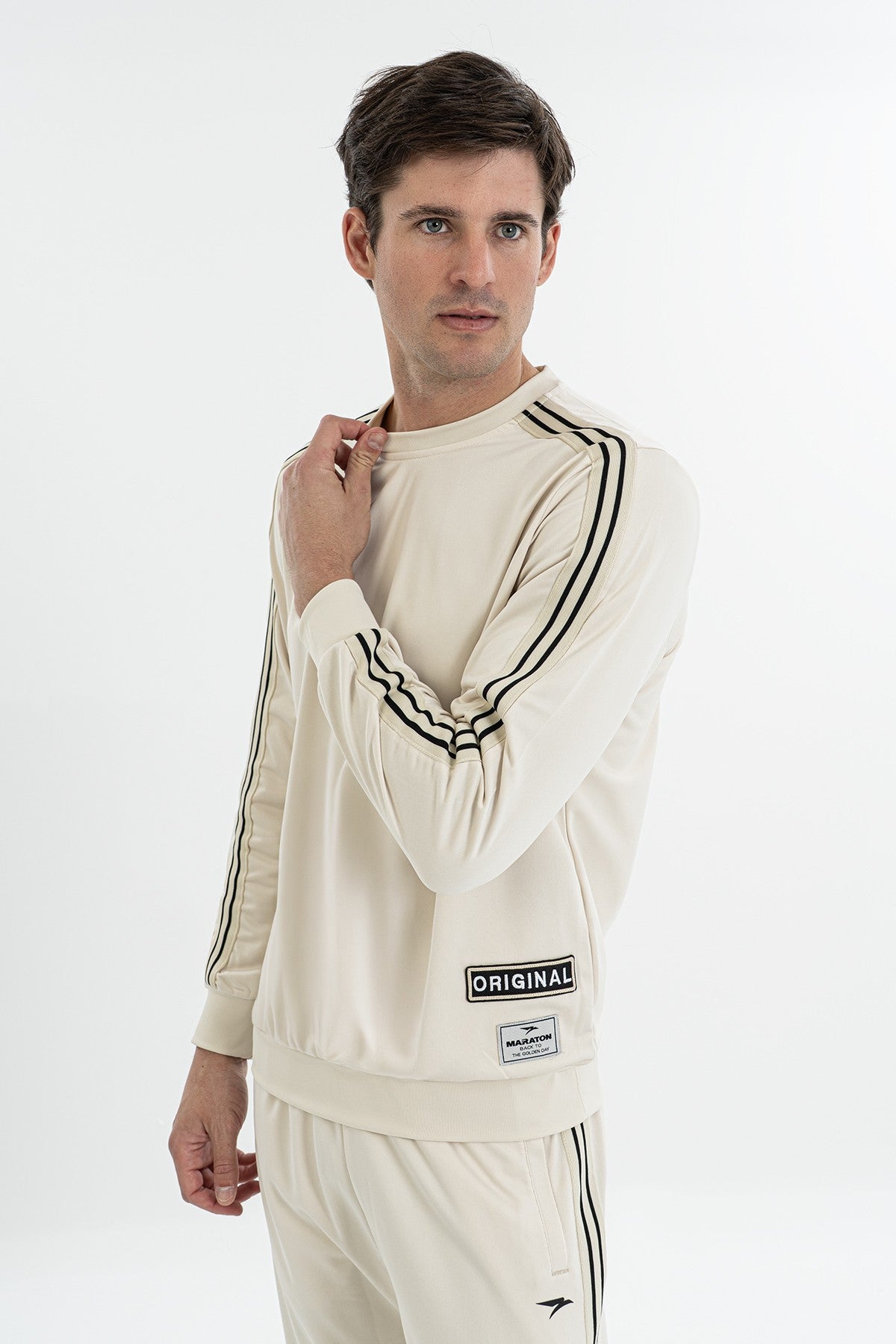 Comfort Erkek Bisiklet Yaka Taş Sweatshirt