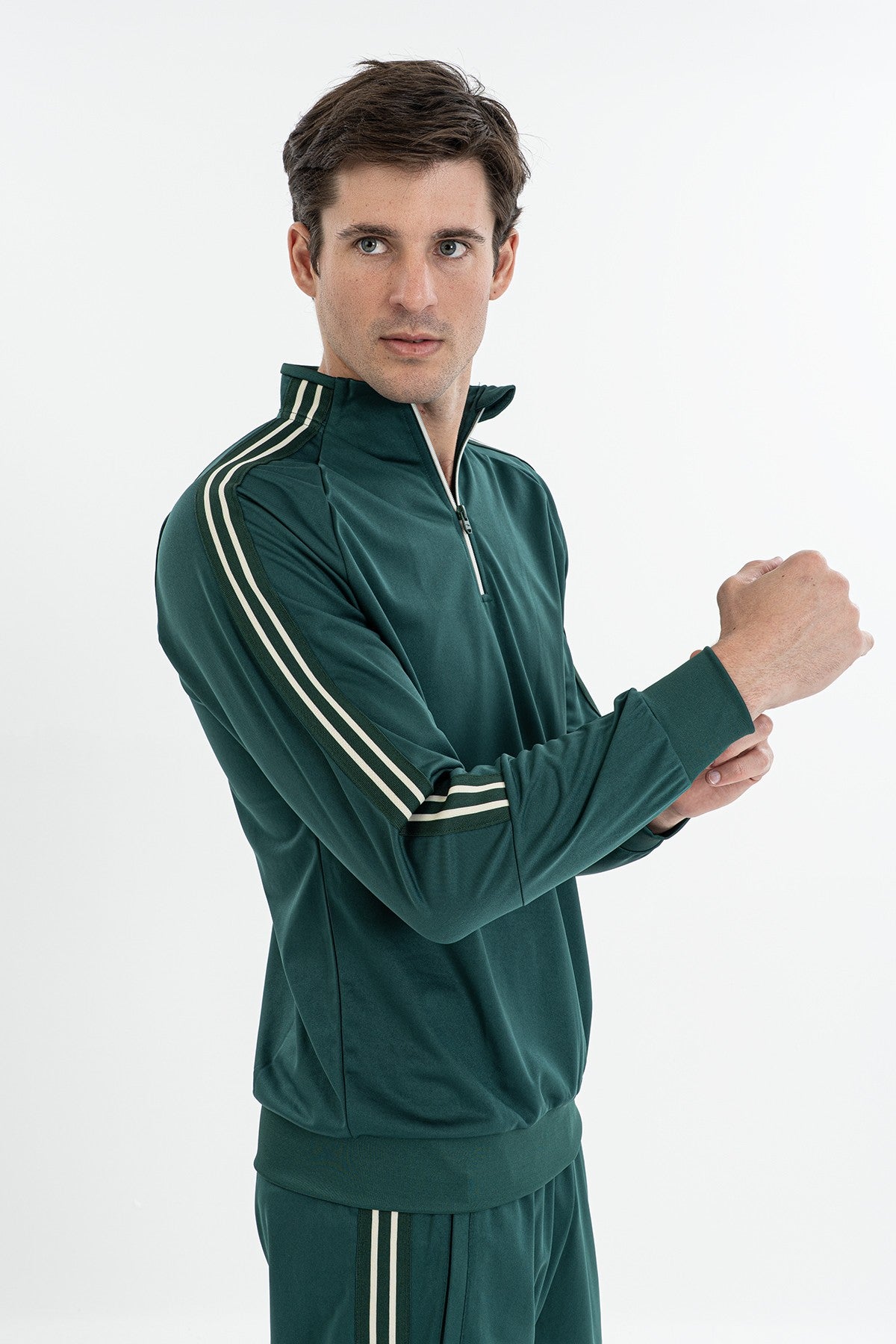 Comfort Erkek Dik Yaka Yeşil Sweatshirt